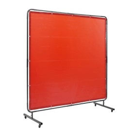 6 X 6 Flame-Resistant Vinyl Welding Screen Frame with 4 Swivel Wheels Protective Curtain for Welding HelmetsSize: Size 6 x 6 ft, color: Red Color
