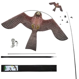 Bird Scare Flying Kite with 4m Pole Has The Effect of Scaring Birds-Type A | Ideal for gardens farms and docks | Keeps birds geese and seagulls away |A kind of hawk deterrent
