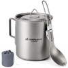 Odoland Titanium Camping Cookware 420ML Titanium Pot with Lid and