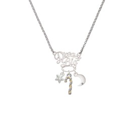 Delight Jewelry Two-tone 3-D Candy Cane Silvertone Dream Big Pendant Necklace, 25"