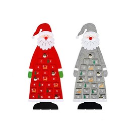 Wall Hanging Santa Felt Christmas Tree Advent Calendar Felt Christmas Calendar 2021 with Pockets 24 Days Countdown Calendar Xmas Decor Red