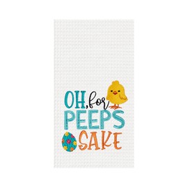 C&F Home "Oh for Peeps Sake Easter Egg & Chick Spring Theme Kitchen Dishtowel Machine Washable Home Drying Hand Dish Towel Décor Decoration 18" x 27" White