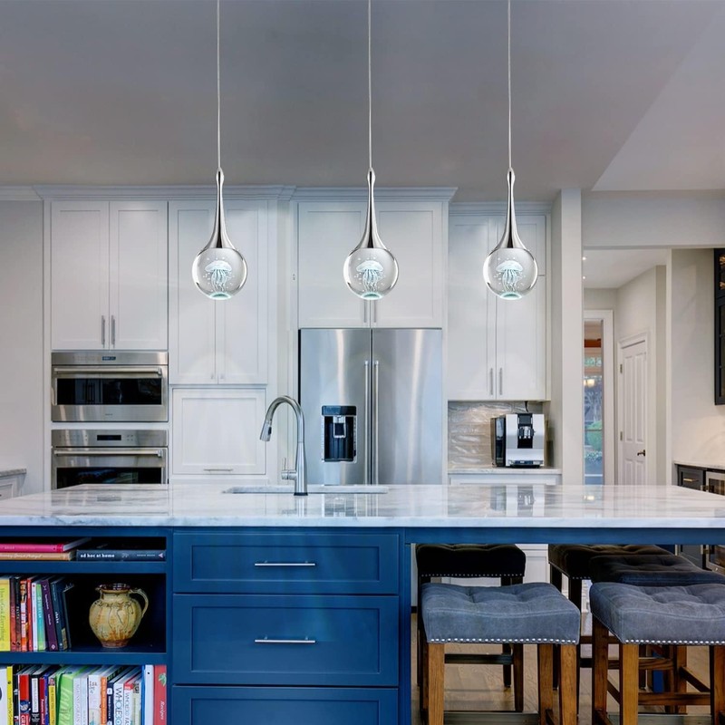 CHYING Pendant Lights Kitchen Island Chrome Modern LED Pendant Light