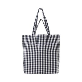 Afternoon Tea Living Tote Bag JA02 Gingham Check Tote Bag L, Black