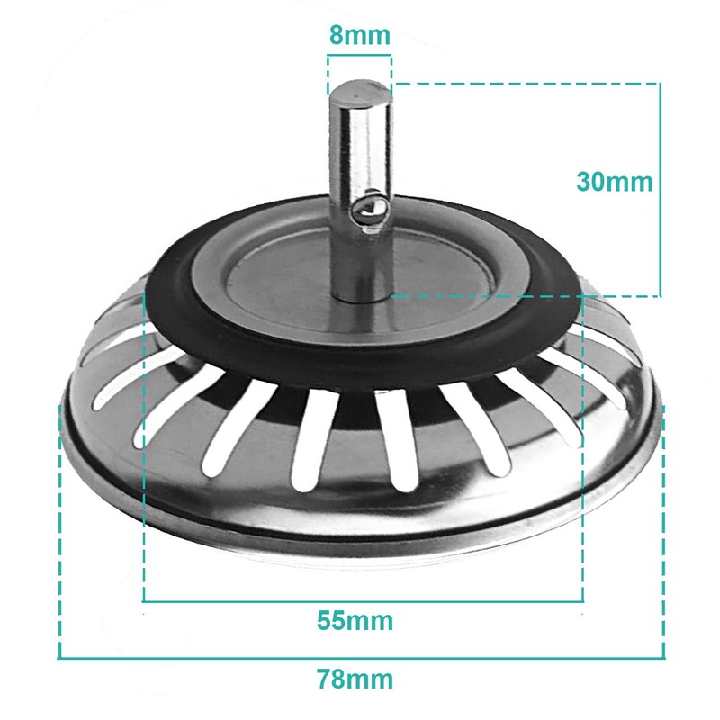 Tomario Kitchen Sink Strainer Plug Stainless Steel Thicken for Kitchen