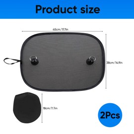 2 Pcs Car Window Shades for Baby - Reusable UV Protection Sun Shades with Suction Cups - Universal Fit for Cars (45x38cm) - Blocks Sun Glare & Heat - Ideal for Baby, Kids, and Pet Protection