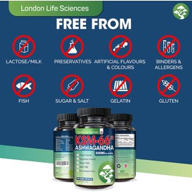 London Life Sciences® Organic Vegan Ashwagandha KSM-66® 90 Capsules - (Highest Concentration) 2000mg Servings & 5% Withanolides - Best Bioavailability Enhanced KSM 66 + Withania Somnifera