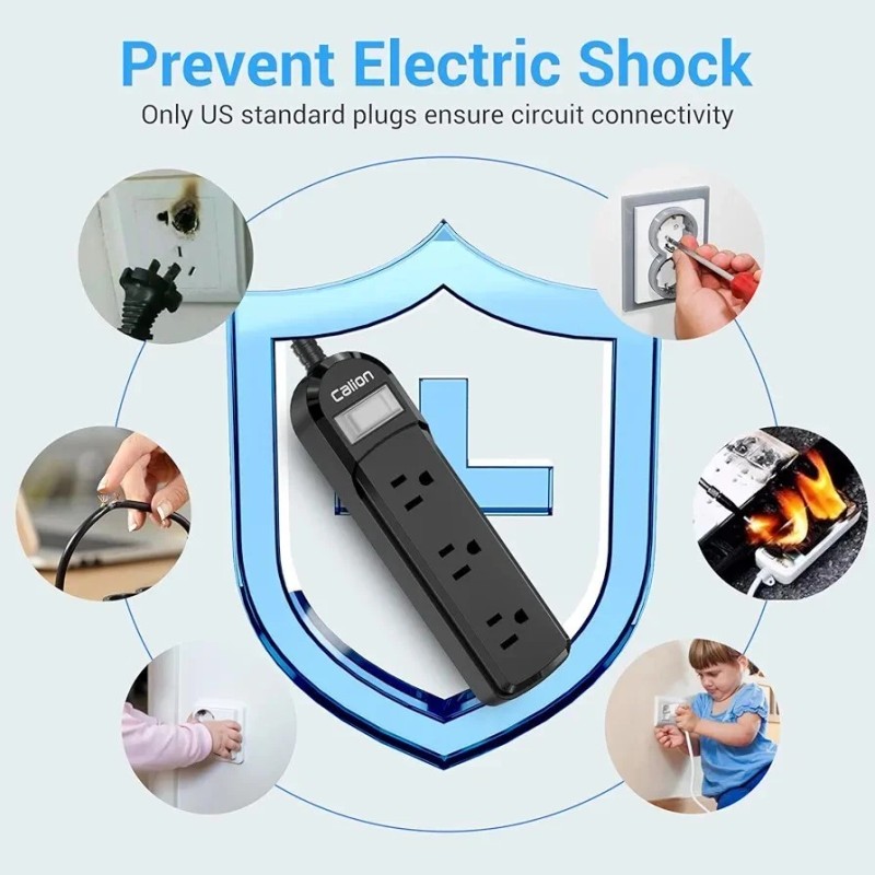 Calion Indoor/Outdoor Power Strip 3 AC Outlets IPX6 Waterproof Surge