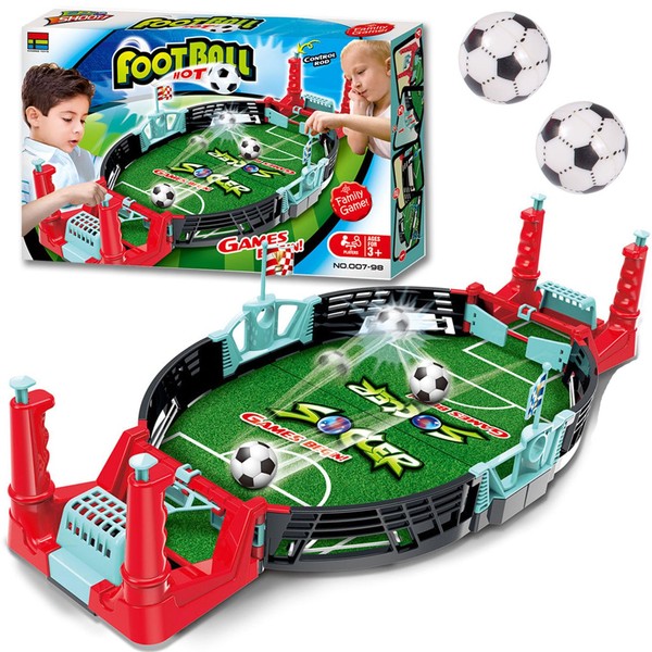 FGen Mini Table Football Game, Mini Table Football Game with 2 Mini Football, Interactive Table Football Game Toy for Children, Adults, Child Party Gift, Football Gifts