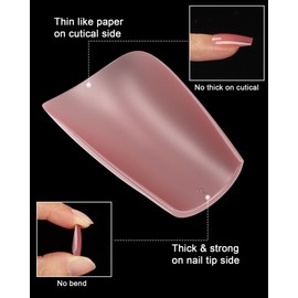 SUPNAIL 16 Sizes Coffin Press on Nails Reusable 32pcs Glossy Gel Fake Nails with Glue and Jelly Stickers (Dusty Rose)
