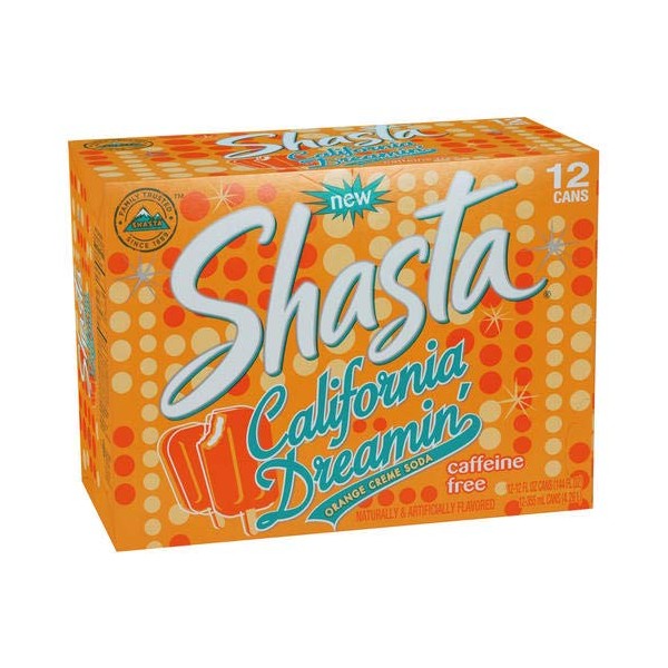 Shasta Orange Creme Soda, California Dreamin, 12 Oz Can (Pack of 12)