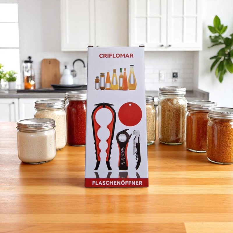 4 in 1 Jar Opener Set - Non-Slip Handle, Easy