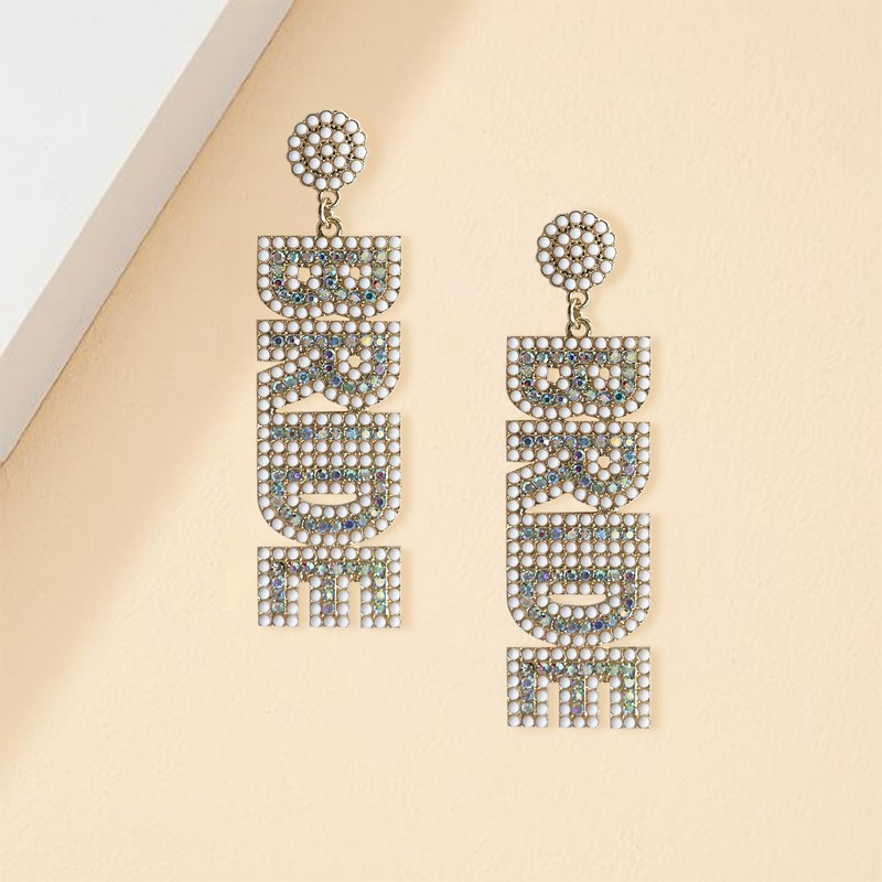LADY&HOME Bride Earrings, Bride Beaded Earrings Bachelorette for Bride to