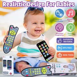 Baby Phone Remote Control Toy: Baby Cell Phone Toy Baby Remote Fake Phones Toy TV Remote Control for Baby Smartphone for Kids - Kids Phone and TV Remote Control Bundle with Music for Toddlers 1-3