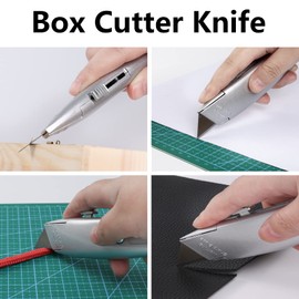 DIYSELF 30 Pack Box Cutter Heavy Duty Aluminium Shell Utility Knife | SK5 Steel Sharp Blade | Retractable Knife for Cutting Cartons Ropes and Cardboard | Home and Office Use (Silver)