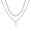 APMGONT Men's Initial Necklace, Stainless Steel Silver Figaro Chain Twist