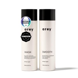 Arey Shower Duo | Daily Wash Shampoo and Smooth Conditioner Set | Delay + Reduce the Signs of Aging Grey Hair | Retain Moisture, Promote Smoothness | Vegan, Gluten-Free & Cruelty Free (2 Pack)