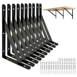 10 Piezas Escuadras para Repisas, Soportes para Estantes de 30cm, Ménsula para Repisa con Tornillos para Dormitorio, Baño, Sala de Estar, Sala de estu