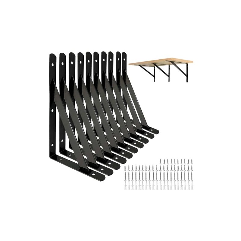 10 Piezas Escuadras para Repisas, Soportes para Estantes de 30cm,