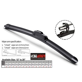 ICBEAMER 20" (508mm) OEM Quality Premium All Season U or J Hook Bracketness Automotive Windshield Wiper Blade for Original Equipment Replacement, Superior Visibility, Durable Rubber, Easy Installation