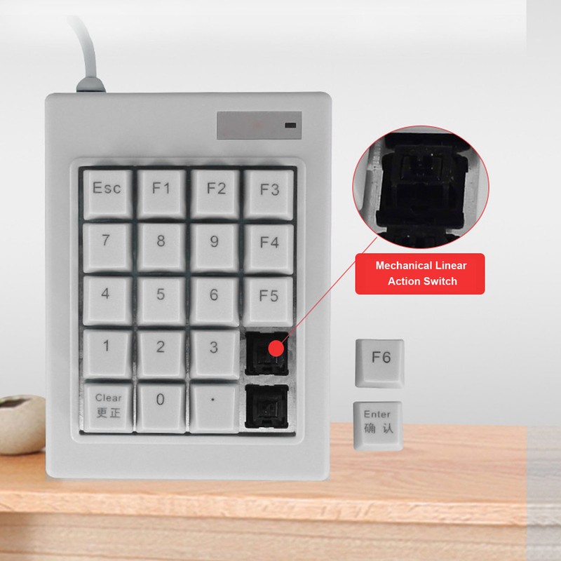 Mechanical Numpad 18 Keys Linear Action Switch USB Port Splashproof