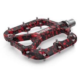 Shredr. Flat Pedals for MTB, Super Light Flat Pedals for Mountain Bike, Available in 2 Sizes, Only 320 g, Special Edition Colours (Red/Black, XL)