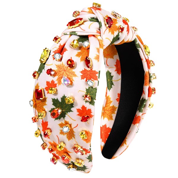 Fall Headband Thanksgiving Accessories for Women Rhinestone Crystal Knotted Headband