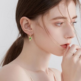 VIJASHOP Snake Earrings Sterling Silver Snake Dangle Earrings Green Agate Snake Jewelry for Women, Small, Sterling Silver, Agate Cubic Zirconia