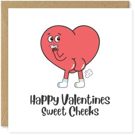 Beau Willows Happy Valentines Sweet Cheeks - Cute Valentine's Day Card for Boyfriend Husband Girlfriend Wife - Funny Love Card for Partner