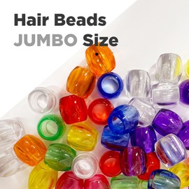 Donna Hair Beads Jumbo Size 15mm for Bracelet Making Kit - Includes Pony Beads and Clay Beads for Versatile Crafting, 1PC CLEAR ASST COLOR