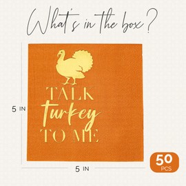 Servilletas de Acción de Gracias, 50 piezas Talk Turkey To Me, servilletas de Acción de Gracias, desechables, servilletas de papel de Acción de Gracias, servilletas de cóctel de Acción de Gracias, vajilla de Acción de Gracias
