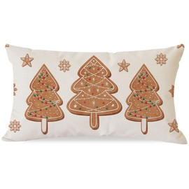 HERHOME Christmas Pillow Covers 12x20 Inch Gingerbread Christmas Tree Decor Outdoor Winter Holiday Xmas Lumbar Decorative Throw Pillow Case Bakery Party Favors Home Decorations for Living Room Couch