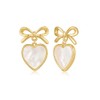 FAUTHENTICUTE Gold Heart Earrings For Women Gold Ribbon Bow Top