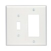 Leviton 2-Gang 1-Toggle 1-Decora/GFCI Device Combination Wallplate, Midway Size, Thermoset,