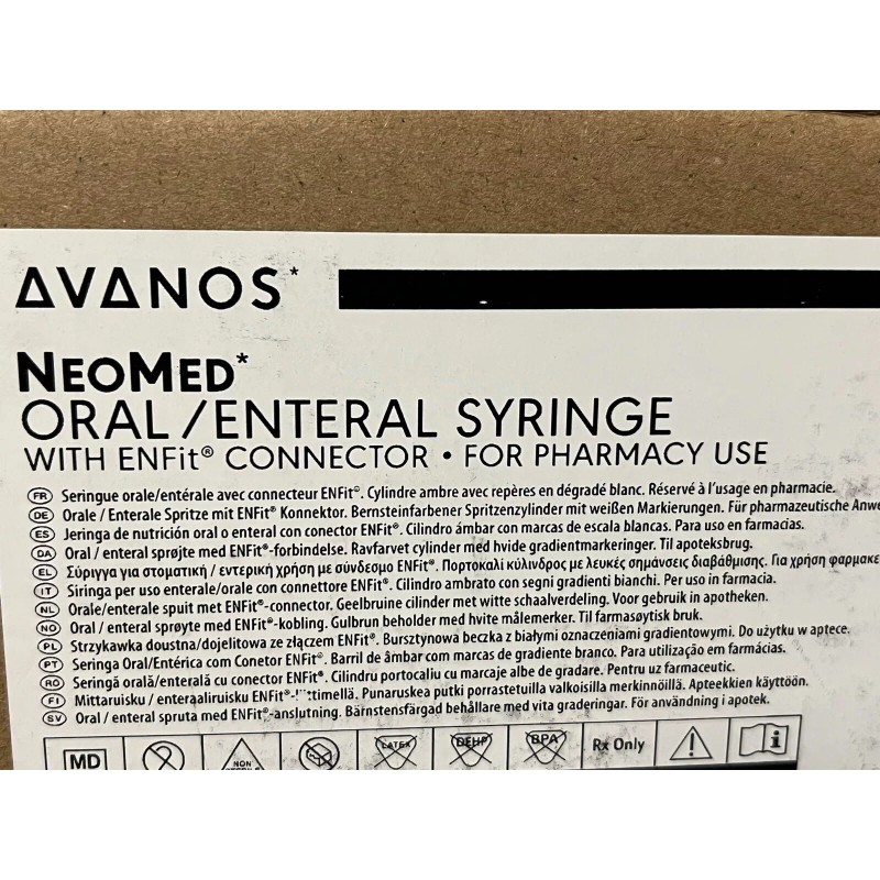 NeoMed 1mL 1cc Oral/Enternal Dose Syringe Dispenser Clear 25/PK BA-S1NC