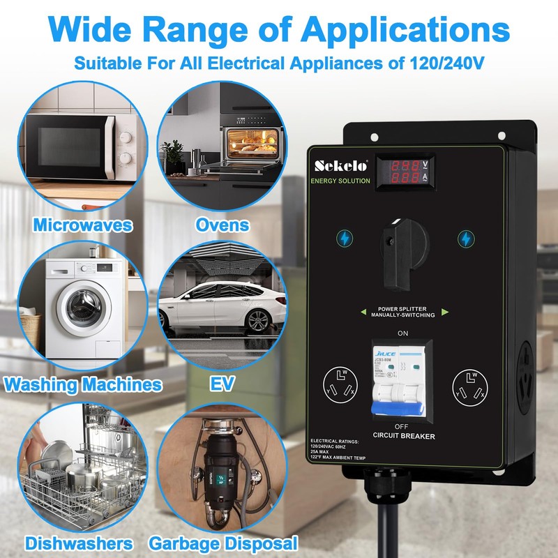 Manual EV Charging Switch for Dryer & EV, NEMA 10-30,