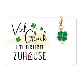 BOOMTOP Lucky Charm Clover Key Ring Gift for Housewarming Good Luck in the New Home Housewarming Gift Home Housewarming Gifts House Topping Party Moving Housewarming Party, Good luck in the new home