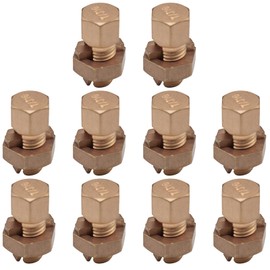 10PCS High-Strength Copper Split Bolt Connectors,TJ-16(6AWG-8AWG) Grounding Clamps for Secure Bonding to Bare Wires (Electrical,Grounding Applications)