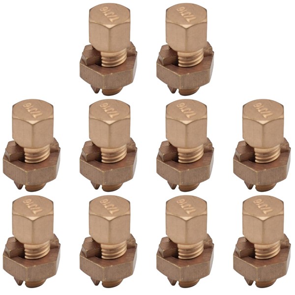 10PCS High-Strength Copper Split Bolt Connectors,TJ-16(6AWG-8AWG) Grounding Clamps for Secure
