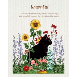 Miss Adola Aesthetic 2 Set Canvas Tote Bag - with Cosmetic Makeup Zipper Pouch Bag for Women Cloth Cotton Tote Bag for Shopping, Gym, Work, Travel, Vacation, Grass Cat