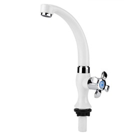 Tyenaza Faucet ABS Plastic Single Cold Water Tap Kitchen Sink Bathroom Sink Accessories G1/2 (Plum Blossom Hand Wheel)