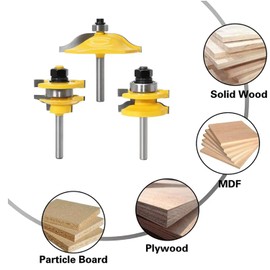 TOEVER 3PCS Router Bits Set, 1/4 Inch Shank Raised Panel Cabinet Door Making Router Bits, Ogee Rail and Stile Set for Woodworking