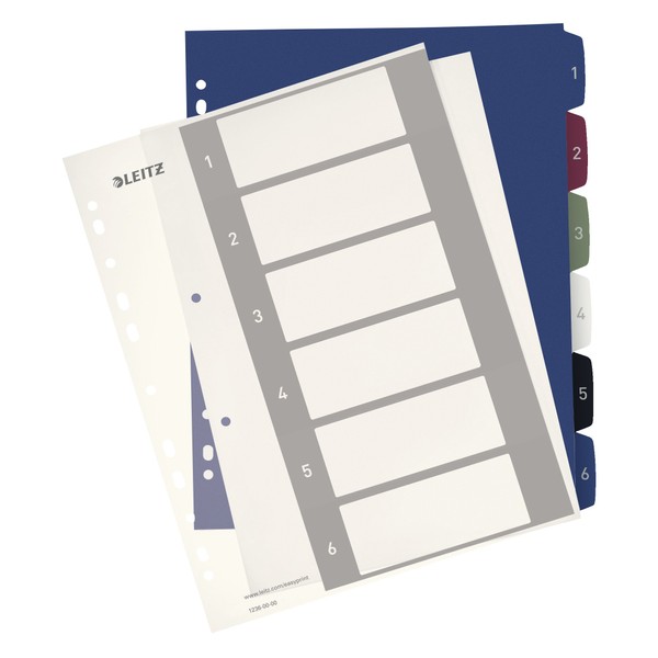 Leitz 1-6 Index, A4, PC Printable, Heavy Duty Plastic, Extra