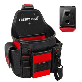 Electrician Tool Pouch with Quick Detach Belt Clip, Heavy Duty Tool Belt Pouches with Notebook Pocket, Tape Measure Holder & Screwdriver Loops for Carpenter, Contractor, HVAC Tech & DIY