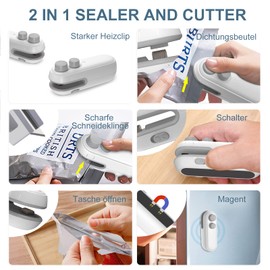 Ankilo Mini Foil Sealer 2 in 1 Reusable Bag Sealer with Cutter Sealing Machine Hand Sealing Device for Plastic Bags Bags Chip Bags Food Storage Snack