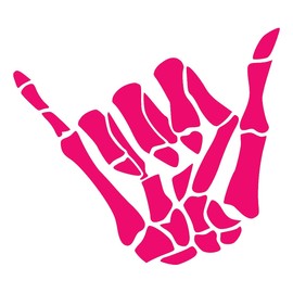 NBFU Decals Skeleton Shaka Sign Hand (Pink) (Set of 2) Premium Waterproof Vinyl Decal Stickers for Laptop Phone Accessory Helmet Car Window Bumper Mug Tuber Cup Door Wall Decoration