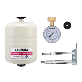 Solimeta 2.1 Gallon Potable Water Expansion Tank With Adjustable Wall Mounting Bracket and 2-1/2" Water Pressure Test Gauge 3/4" FemaleHose Thread,0-200 psi