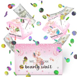 Sirjiera Birthday Surprise Pop-up Box, Pink Girl Decorative Surprise Box, Folding Bouncing Surprise Money Box with Color Sequins, Suitable for Girls Birthday Surprise Gift