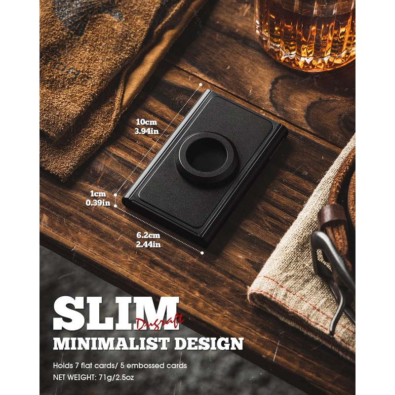 DUGRAFT Credit Card Holder Airtag Pop Up Wallet RFID Blocking