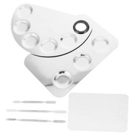 TOVINANNA 3sets Professional Makeup Palette Stainless Steel Mixing Plates Spatulas Easy to Clean Use for Salons Home